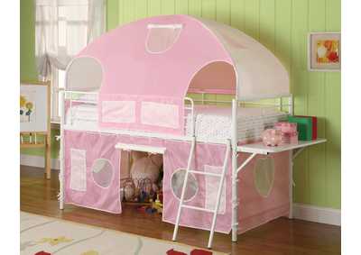 Image for Sweetheart Pink/White Twin Tent Bunk Bed