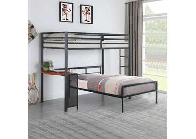 Fisher 2-piece Metal Workstation Loft Bed Set Gunmetal