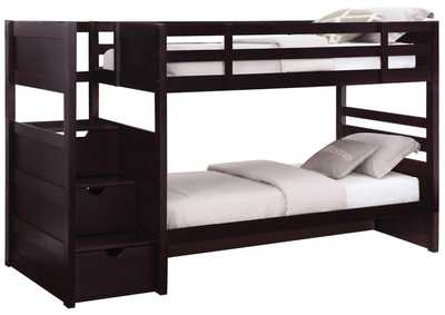 Image for Elliott Twin over Twin Stairway Bunk Bed Cappuccino