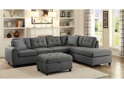Image for Stonenesse Upholstered Tufted Sectional with Storage Ottoman Grey
