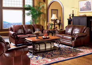 Princeton Dark Brown Tri-Tone Leather Sofa & Love Seat