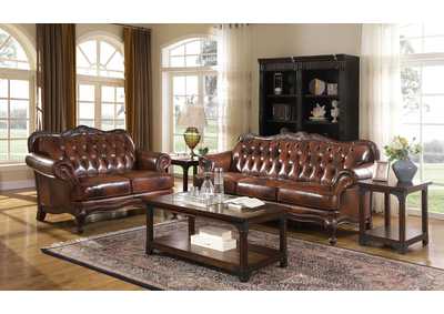 Victoria Upholstered Tufted Living Room Set Brown