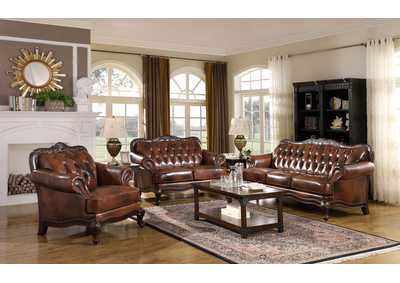 Image for Victoria Upholstered Tufted Living Room Set Brown