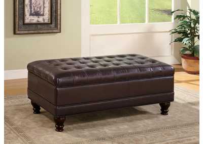 Image for Dark Brown Button Tufted Storage Ottoman