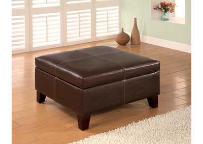 Image for Dark Brown Vinyl Storage Ottoman