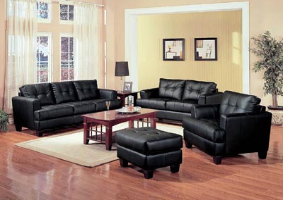 Image for Samuel Black Bonded Leather Sofa