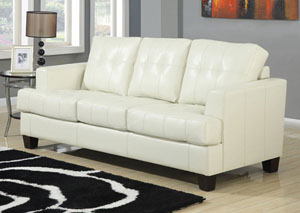 Image for Samuel Cream Bonded Leather Sleeper Sofa