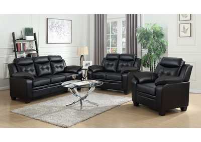 Image for Finley Upholstered Pillow Top Arm Living Room Set Black