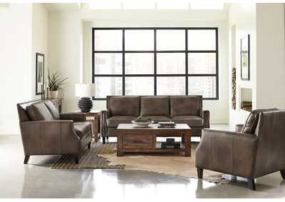 Leaton 3 - piece Recessed Arms Living Room Set Brown Sugar