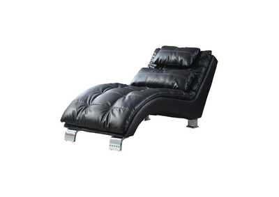 Image for Chrome Contemporary Black Faux Leather Chaise