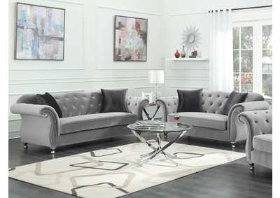 Image for Frostine Upholstered Tufted Living Room Set Silver