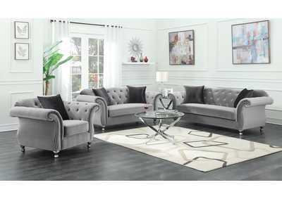 Image for Frostine Upholstered Tufted Living Room Set Silver