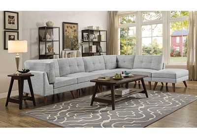 Image for Churchill 6-piece Upholstered Modular Tufted Sectional Grey and Walnut