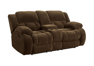 Image for Brown Reclining Console Loveseat