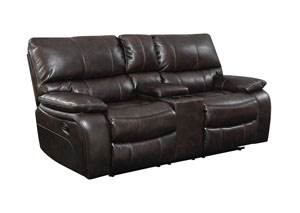 Image for Chocolate Reclining Console Loveseat