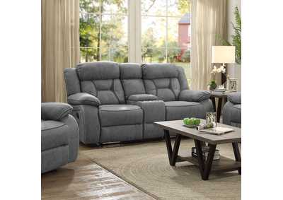 Image for Higgins Pillow Top Arm Motion Loveseat with Console Grey