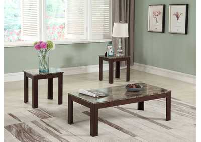 Image for Rhodes 3-piece Faux Marble Top Occasional Set Brown