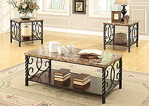 Image for Dark Brown 3Pc Occasional Table Set