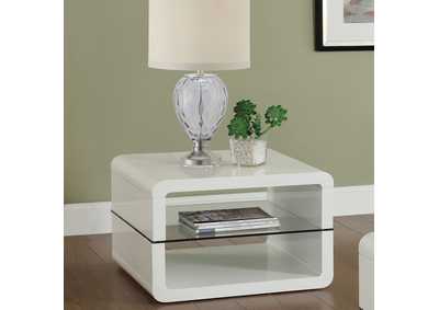 Image for Elana Square 2-shelf End Table Glossy White