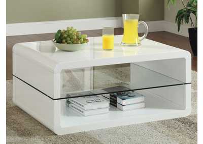 Image for Elana Rectangle 2-shelf Coffee Table Glossy White