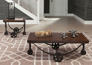 Image for Pine Brown End Table w/Casters