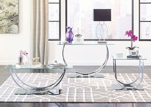 Image for U Shaped Chrome End Table w/Glass Top