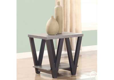 Image for Stevens V-shaped End Table Black and Antique Grey