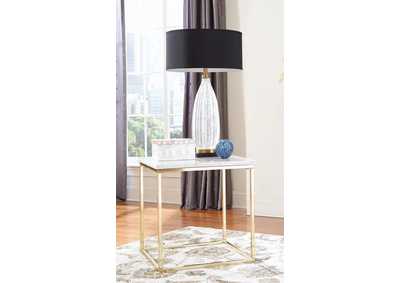 Image for White/Brushed Brass End Table