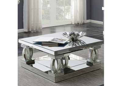 Image for Amalia Square Coffee Table with Lower Shelf Clear Mirror