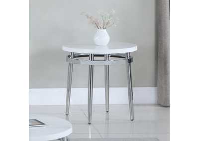 Image for Avilla Round End Table White and Chrome