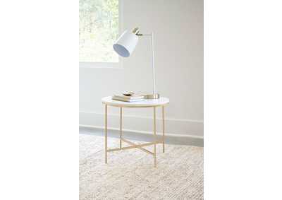 Image for Ellison Round X-cross End Table White and Gold