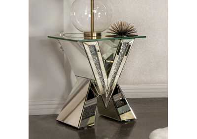 Image for Taffeta V-shaped End Table with Glass Top Silver