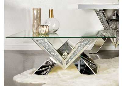 Image for Taffeta V-shaped Coffee Table with Glass Top Silver