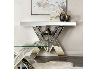 Image for Taffeta V-shaped Sofa Table with Glass Top Silver