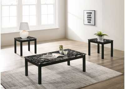 Image for Darius Faux Marble Rectangle 3-piece Occasional Table Set Black