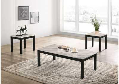 Image for Bates Faux Marble 3-piece Occasional Table Set White and Black