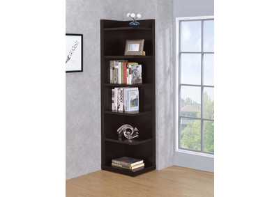 Pinckard 6-Tier Corner Bookcase Cappuccino