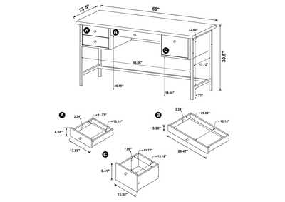 Kemper 4-drawer Writing Desk Salvaged Cabin,Coaster Furniture