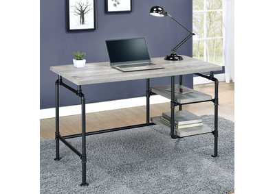 Image for Delray 2-tier Open Shelving Writing Desk Grey Driftwood and Black