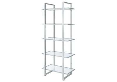 Hartford Glass Shelf Bookcase Chrome,Coaster Furniture