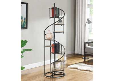 Image for Roseglen 8-shelf Staircase Bookcase Rustic Brown and Black