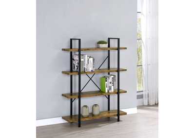 Image for Cole 4-Shelf Bookcase Antique Nutmeg and Black