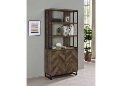 Image for Millbrook 2-door Bookcase Rustic Oak Herringbone and Gunmetal