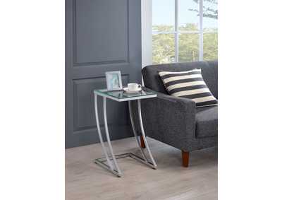 Image for Cayden Rectangular Top Accent Table Chrome and Clear