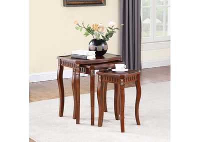 Image for Daphne 3-piece Curved Leg Nesting Tables Warm Brown