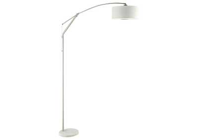 Moniz Adjustable Arched Arm Floor Lamp Chrome and White