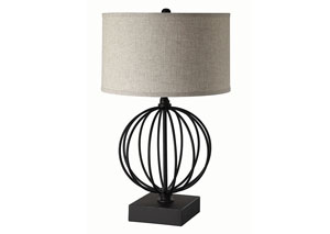 Image for Black Table Lamp w/Metal Base & Gray Shade 