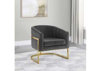 Image for Joey Tufted Barrel Accent Chair Dark Grey and Gold