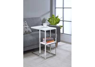 Image for Daisy 1-shelf Accent Table Chrome and White