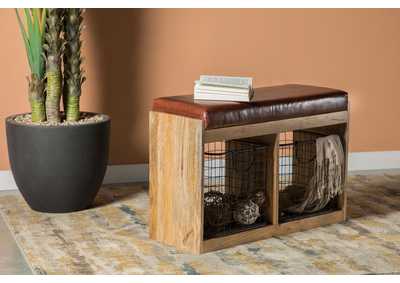 Abrielle 2-basket Upholstered Accent Bench Brown and Natural